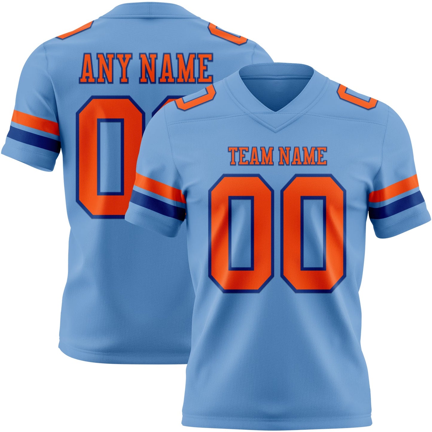 Custom Light Blue Orange-Royal Mesh Authentic Football Jersey - Sky-Custom