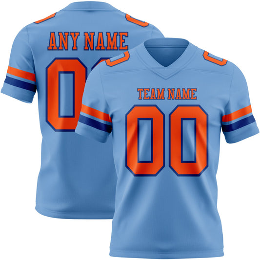 Custom Light Blue Orange-Royal Mesh Authentic Football Jersey - Sky-Custom