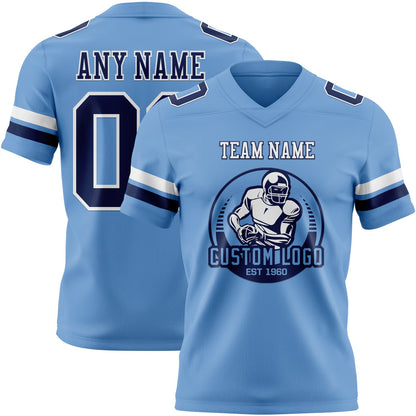 Custom Light Blue Navy-White Mesh Authentic Football Jersey - Sky-Custom