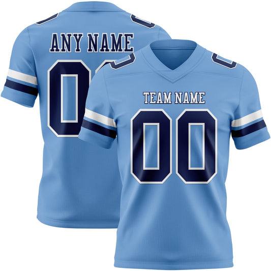 Custom Light Blue Navy-White Mesh Authentic Football Jersey - Sky-Custom