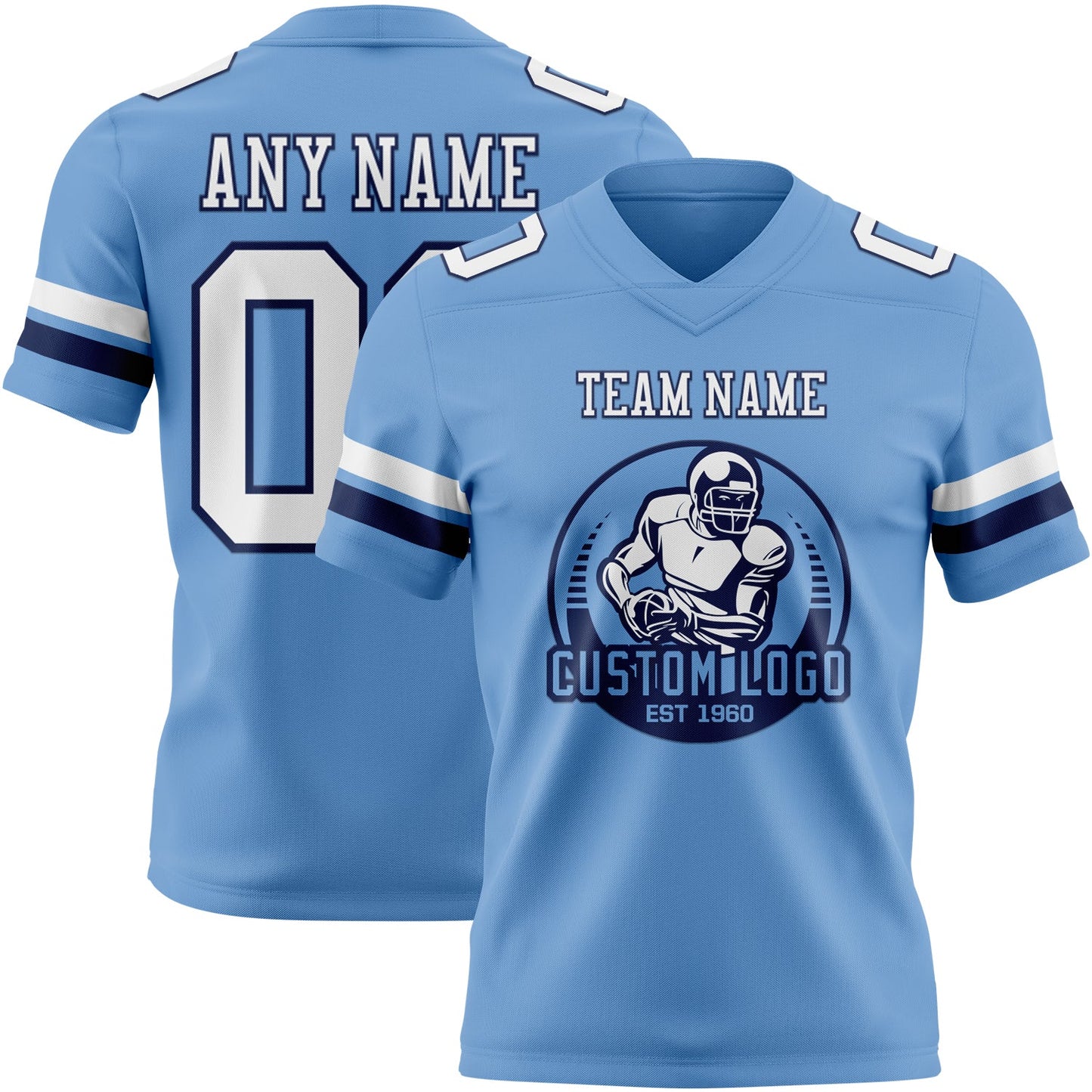 Custom Light Blue White-Navy Mesh Authentic Football Jersey - Sky-Custom