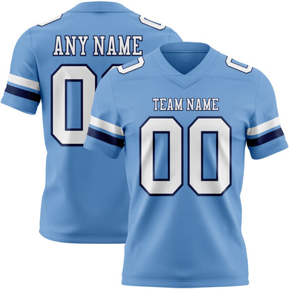 Custom Light Blue White-Navy Mesh Authentic Football Jersey - Sky-Custom