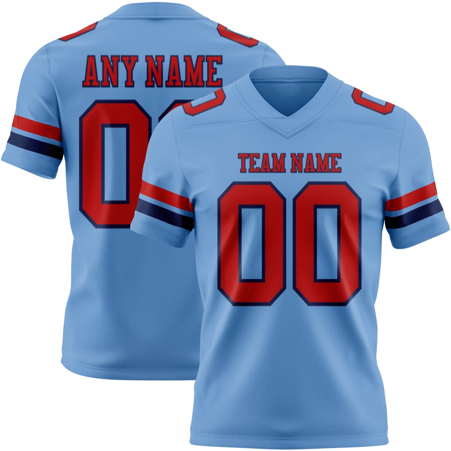 Custom Light Blue Red-Navy Mesh Authentic Football Jersey - Sky-Custom