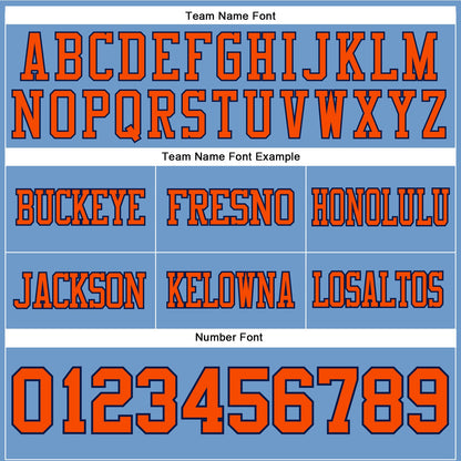 Custom Light Blue Orange-Navy Mesh Authentic Football Jersey - Sky-Custom