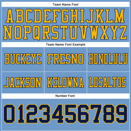 Custom Light Blue Navy-Gold Mesh Authentic Football Jersey - Sky-Custom