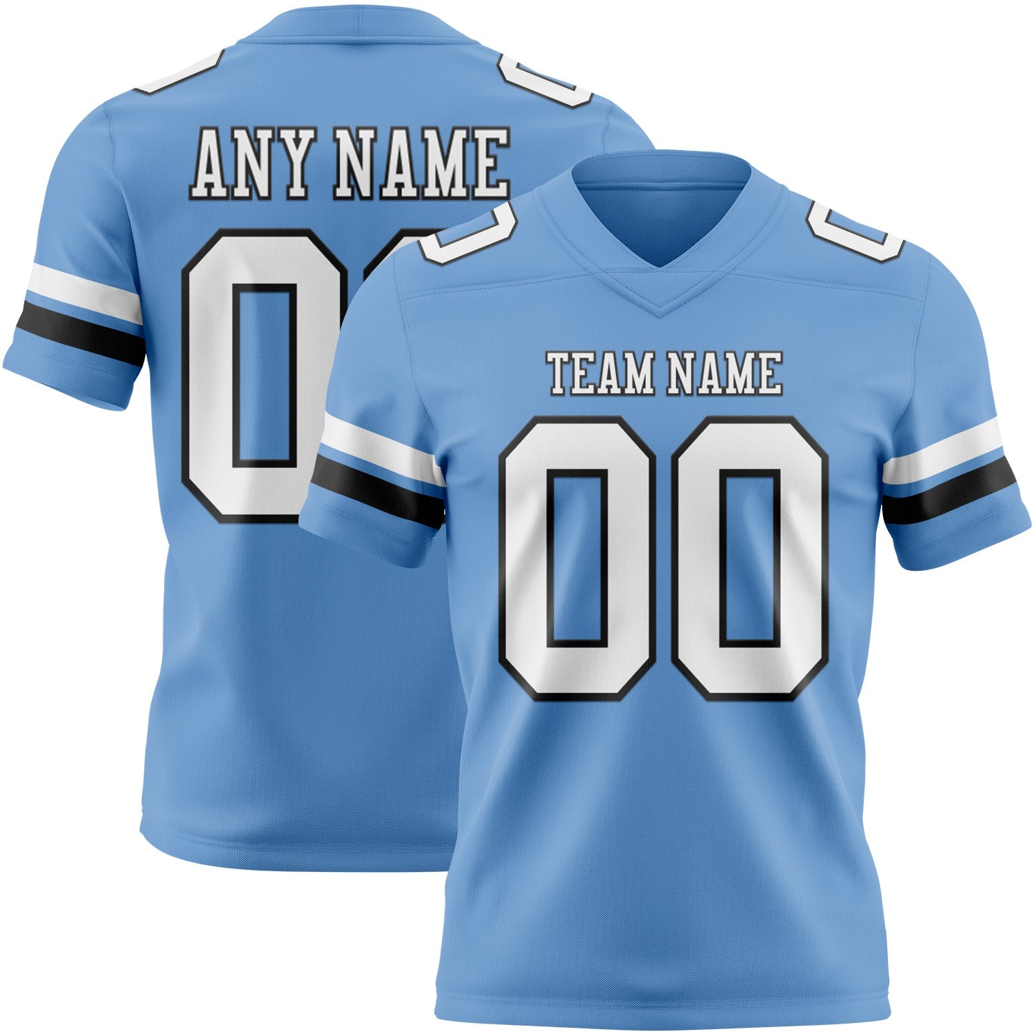 Custom Light Blue White-Black Mesh Authentic Football Jersey - Sky-Custom