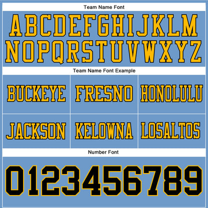 Custom Light Blue Black-Gold Mesh Authentic Football Jersey - Sky-Custom