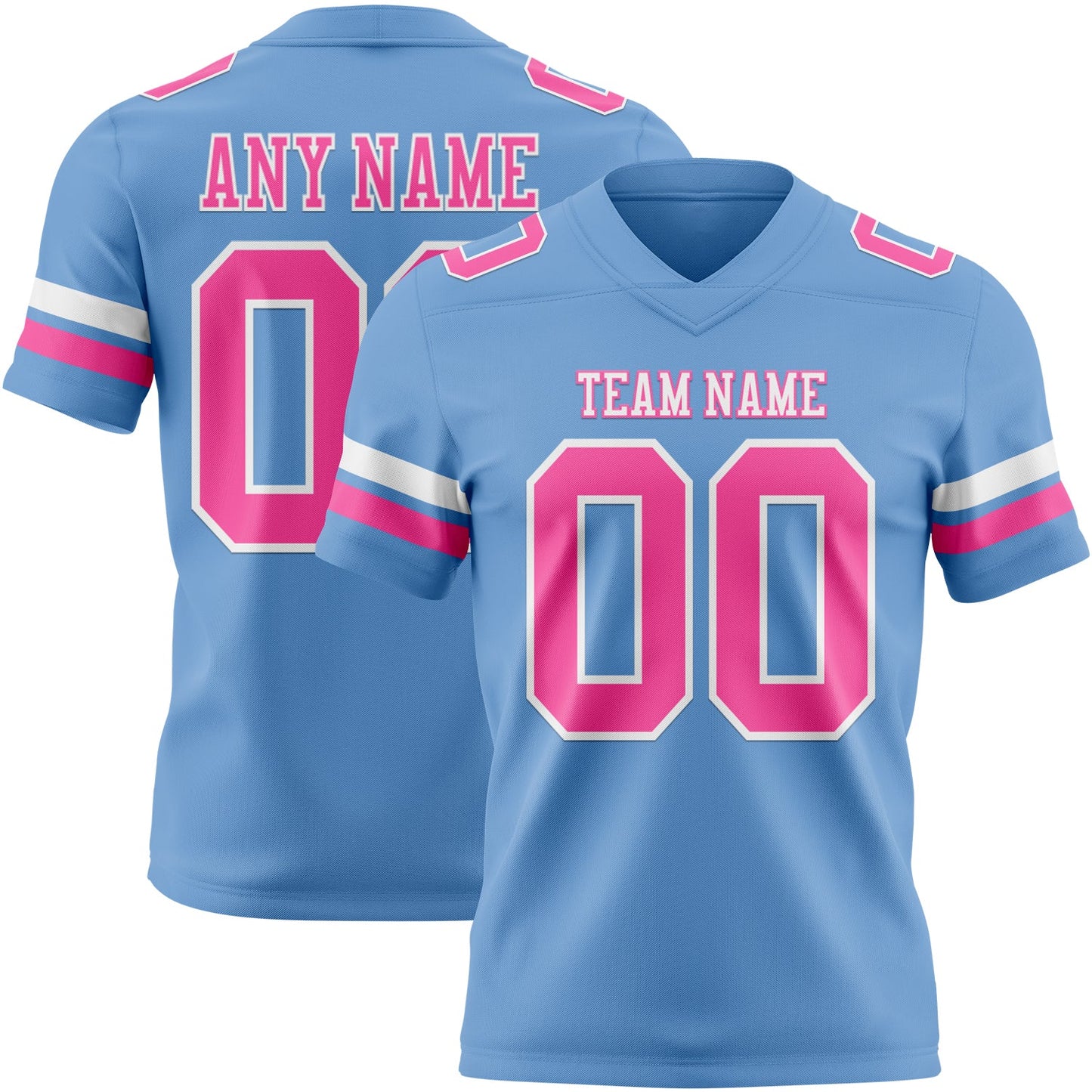 Custom Light Blue Pink-White Mesh Authentic Football Jersey - Sky-Custom