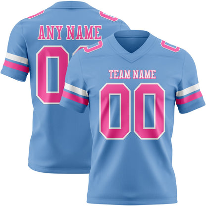 Custom Light Blue Pink-White Mesh Authentic Football Jersey - Sky-Custom