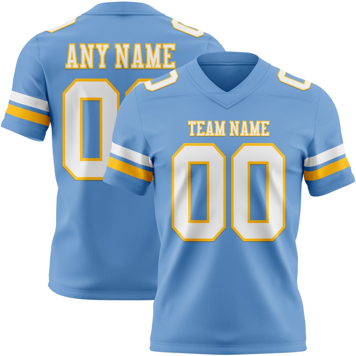 Custom Light Blue White-Gold Mesh Authentic Football Jersey - Sky-Custom
