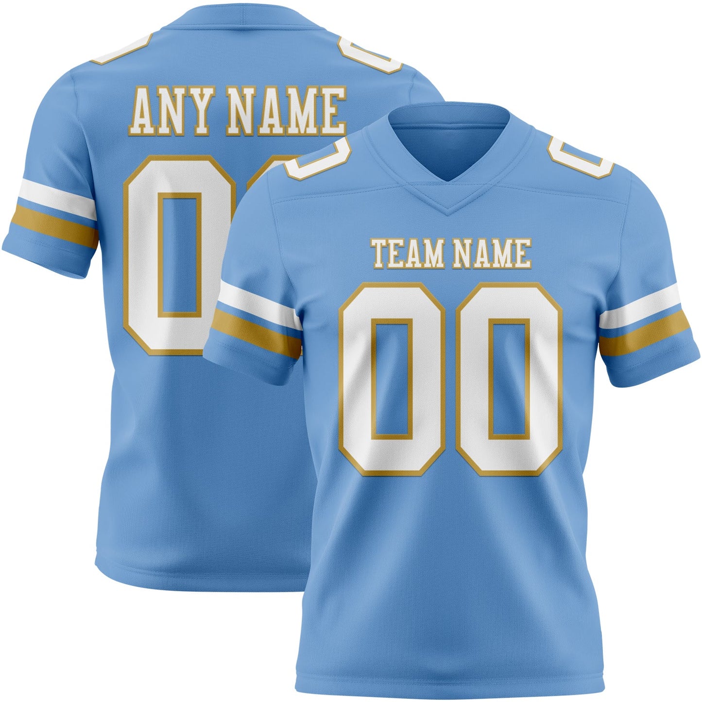 Custom Light Blue White-Old Gold Mesh Authentic Football Jersey - Sky-Custom