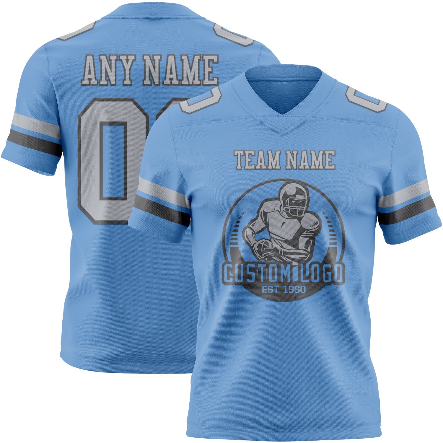 Custom Light Blue Gray-Steel Gray Mesh Authentic Football Jersey - Sky-Custom