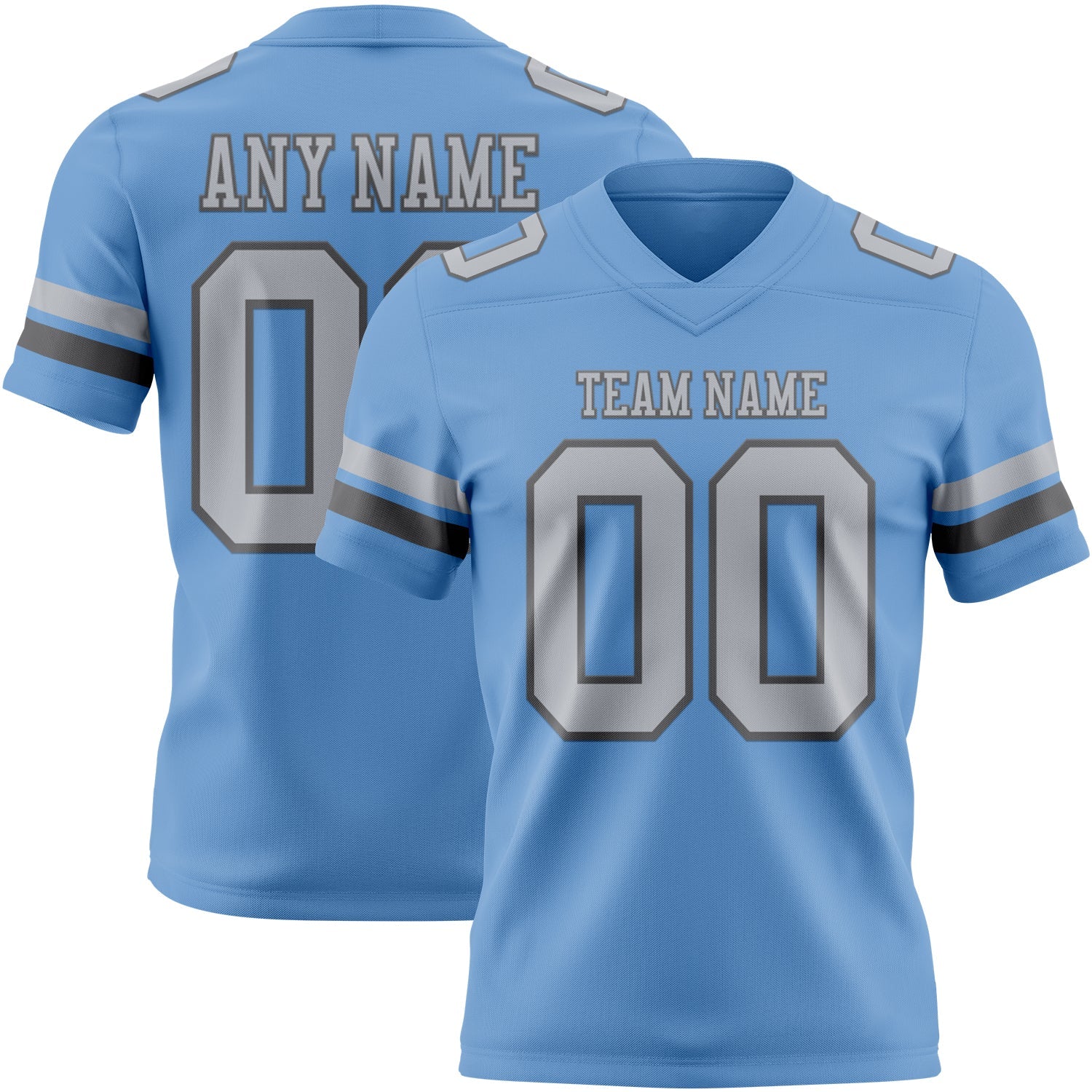 Custom Light Blue Gray-Steel Gray Mesh Authentic Football Jersey - Sky-Custom