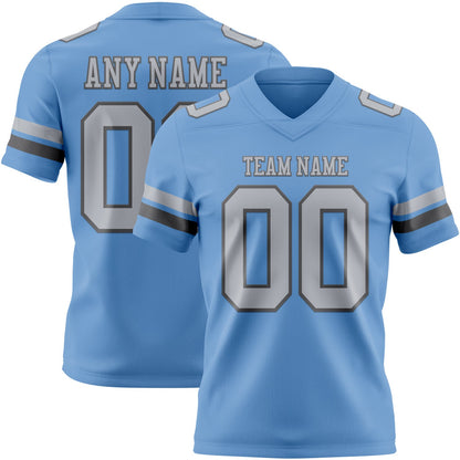 Custom Light Blue Gray-Steel Gray Mesh Authentic Football Jersey - Sky-Custom