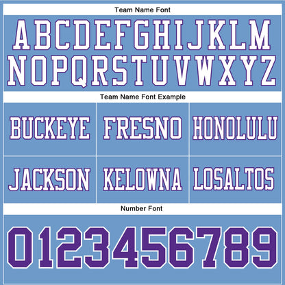Custom Light Blue Purple-White Mesh Authentic Football Jersey - Sky-Custom