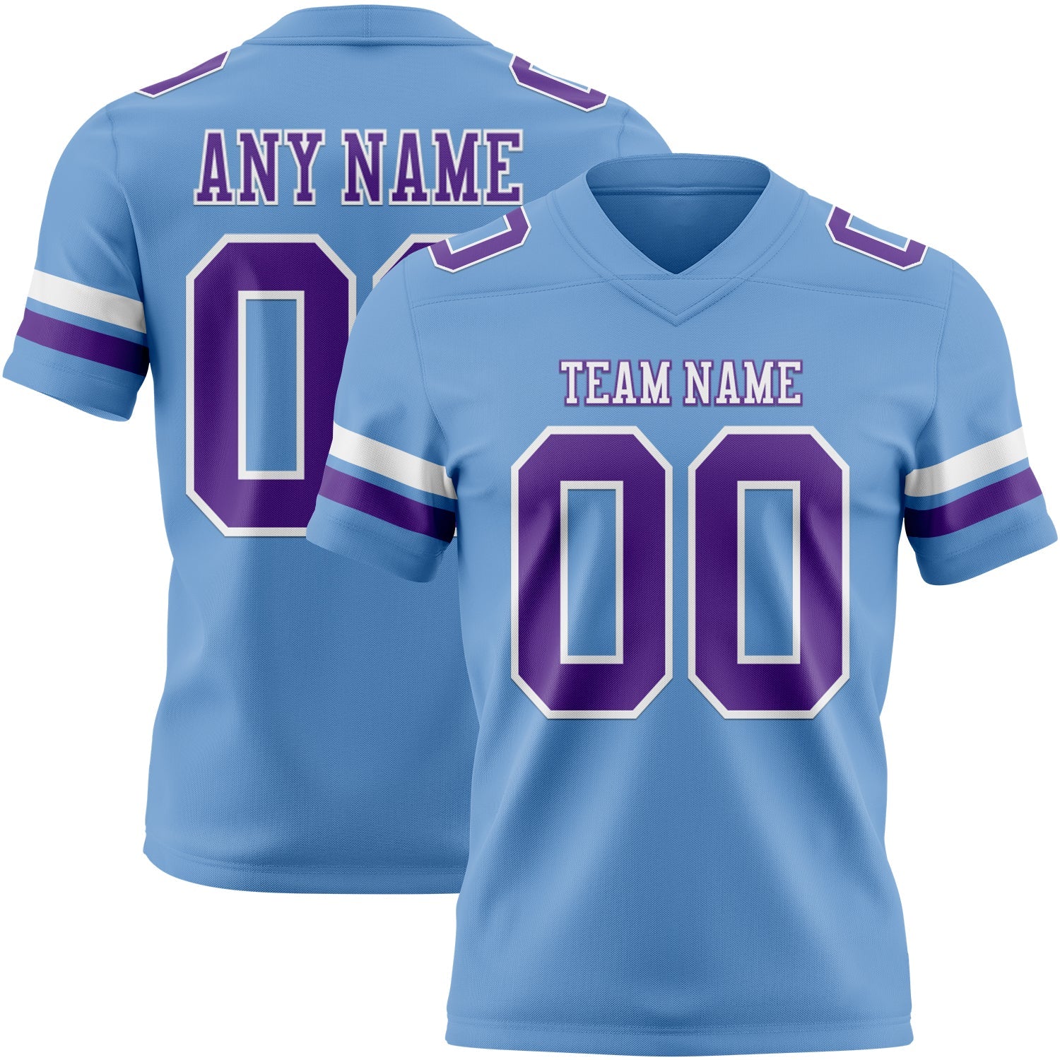 Custom Light Blue Purple-White Mesh Authentic Football Jersey - Sky-Custom