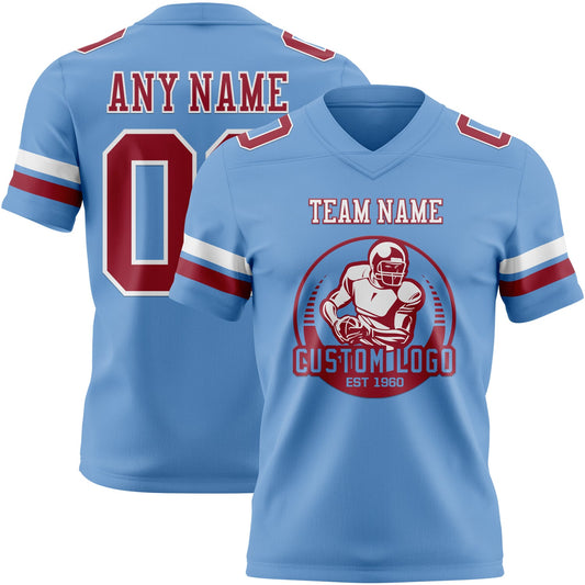 Custom Light Blue Cardinal-White Mesh Authentic Football Jersey - Sky-Custom
