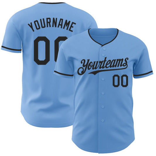 Custom Light Blue Black Authentic Baseball Jersey - Sky-Custom