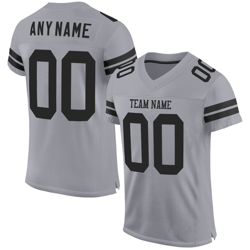 Custom Light Gray Black Mesh Authentic Football Jersey - Sky-Custom
