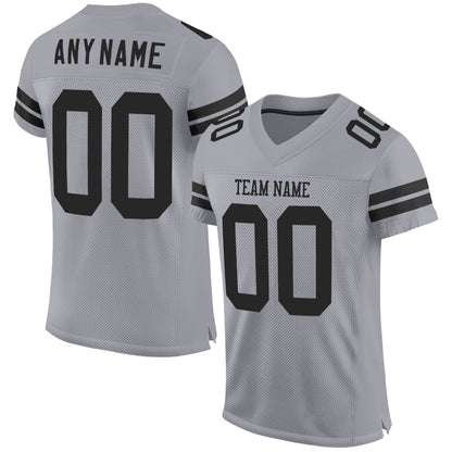 Custom Light Gray Black Mesh Authentic Football Jersey - Sky-Custom