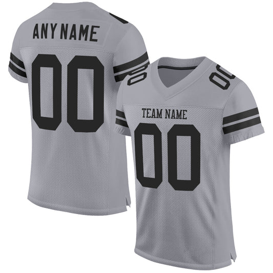 Custom Light Gray Black Mesh Authentic Football Jersey - Sky-Custom