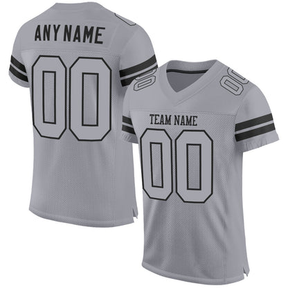 Custom Light Gray Gray-Black Mesh Authentic Football Jersey - Sky-Custom
