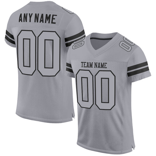 Custom Light Gray Gray-Black Mesh Authentic Football Jersey - Sky-Custom
