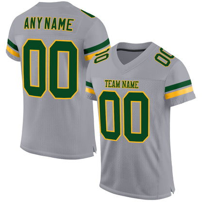 Custom Light Gray Green-Gold Mesh Authentic Football Jersey - Sky-Custom