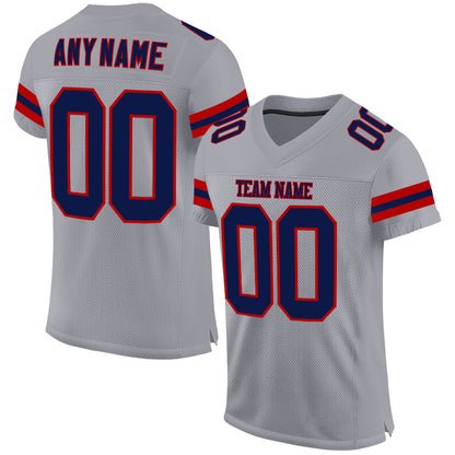 Custom Light Gray Navy-Red Mesh Authentic Football Jersey - Sky-Custom