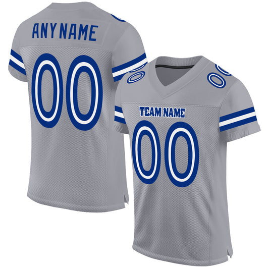 Custom Light Gray White-Royal Mesh Authentic Football Jersey - Sky-Custom