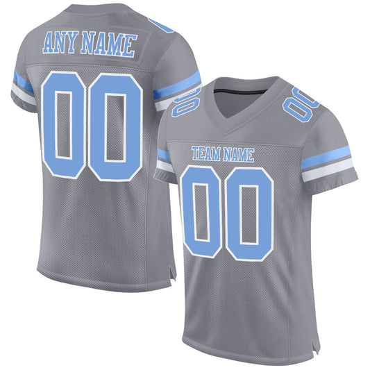 Custom Light Gray Light Blue-White Mesh Authentic Football Jersey - Sky-Custom