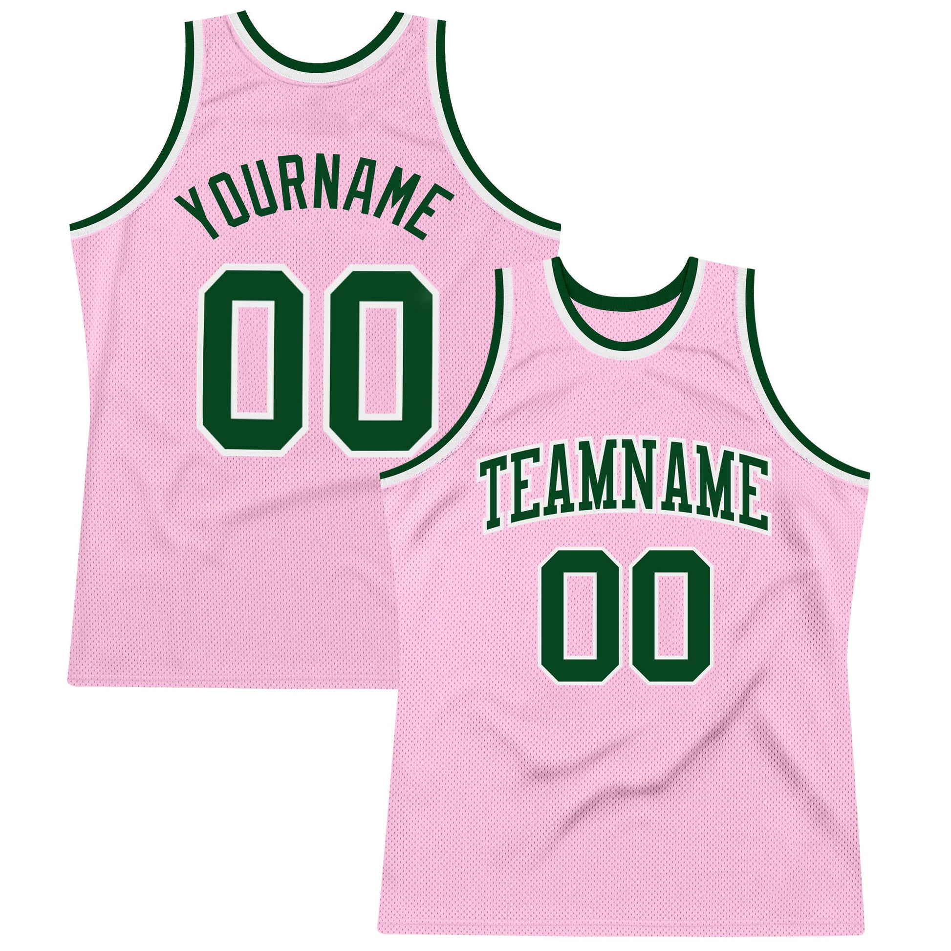 Custom Light Pink Green-White Authentic Throwback Basketball Jersey - Sky-Custom
