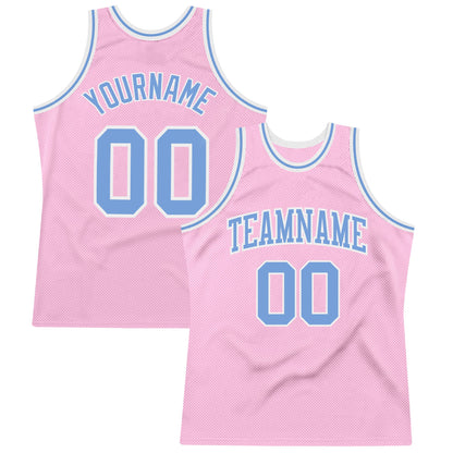Custom Light Pink Light Blue-White Authentic Throwback Basketball Jersey - Sky-Custom