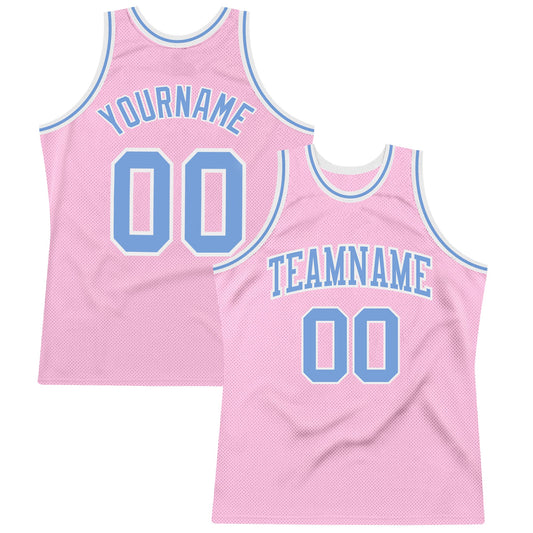 Custom Light Pink Light Blue-White Authentic Throwback Basketball Jersey - Sky-Custom