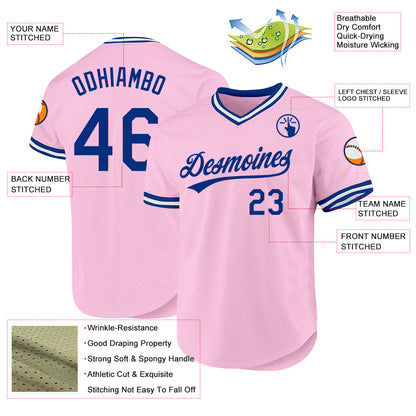 Custom Light Pink Royal-White Authentic Throwback Baseball Jersey - Sky-Custom