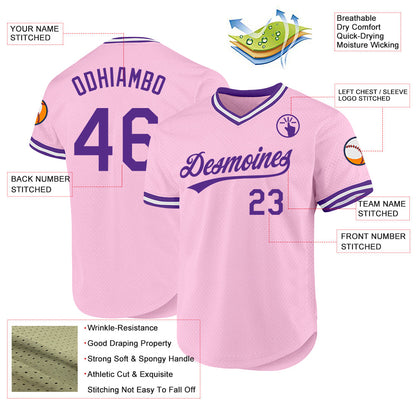 Custom Light Pink Purple-White Authentic Throwback Baseball Jersey - Sky-Custom