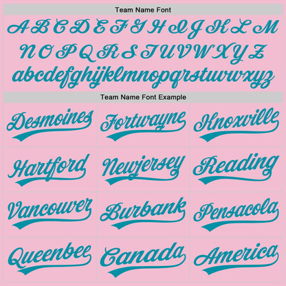Custom Light Pink Teal-White Authentic Throwback Baseball Jersey - Sky-Custom