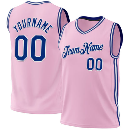 Custom Light Pink Royal-White Authentic Throwback Basketball Jersey - Sky-Custom