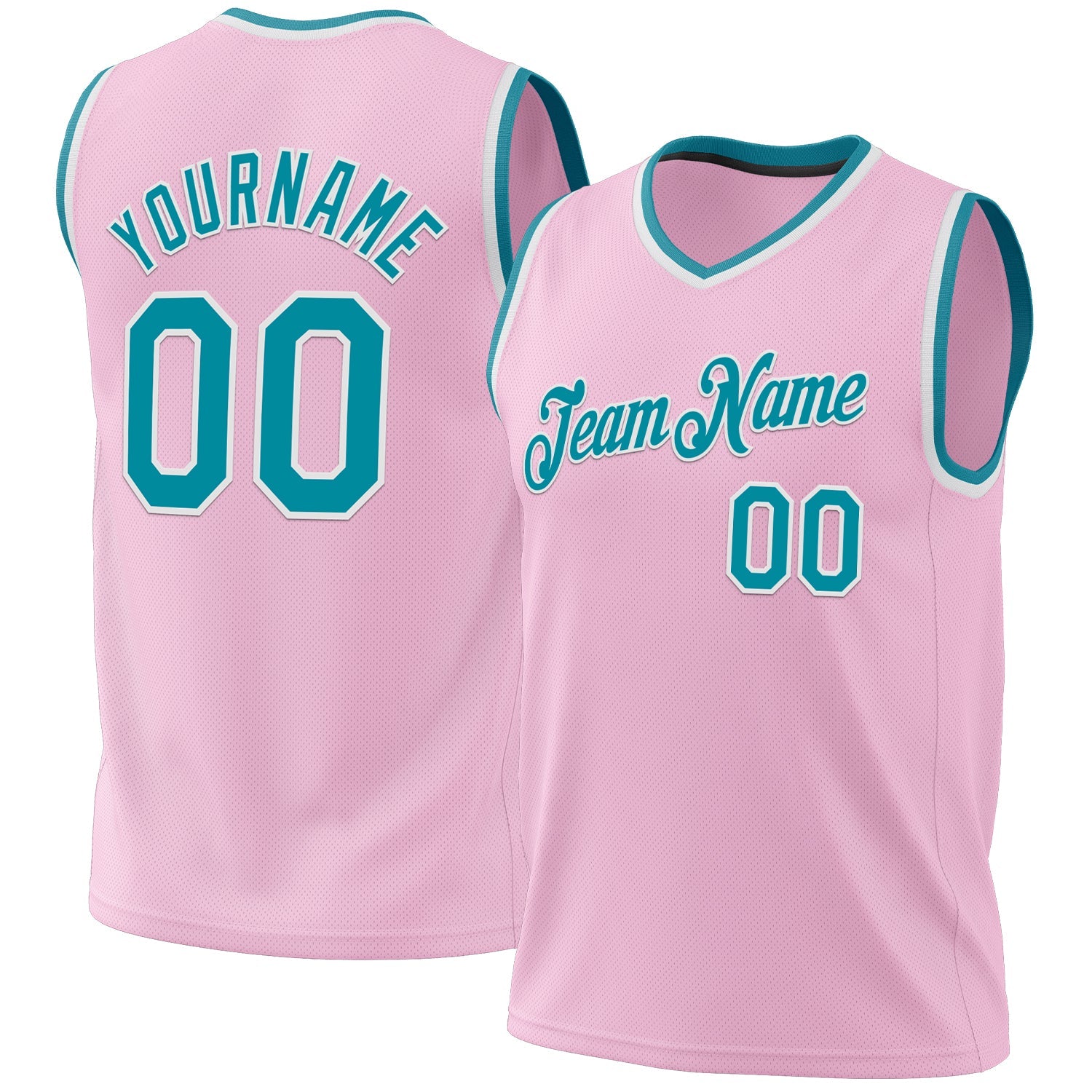 Custom Light Pink Teal-White Authentic Throwback Basketball Jersey - Sky-Custom