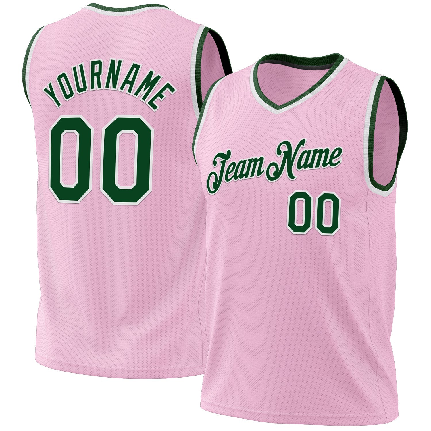 Custom Light Pink Green-White Authentic Throwback Basketball Jersey - Sky-Custom
