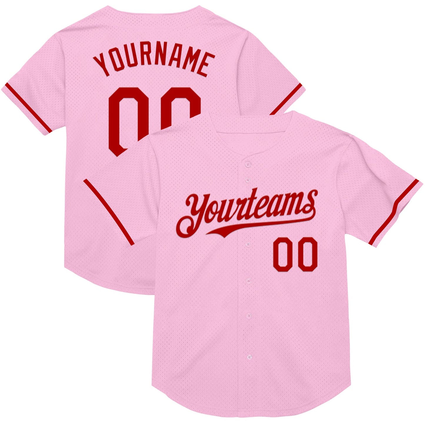 Custom Light Pink Red Mesh Authentic Throwback Baseball Jersey - Sky-Custom