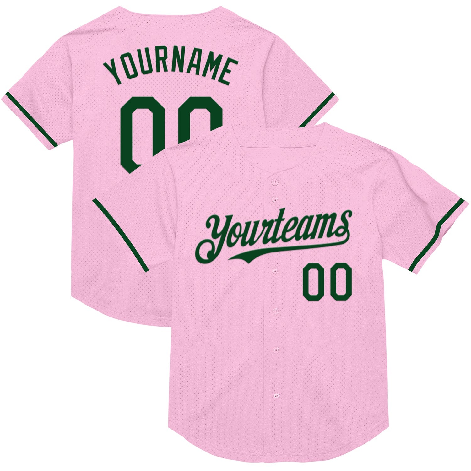 Custom Light Pink Green Mesh Authentic Throwback Baseball Jersey - Sky-Custom