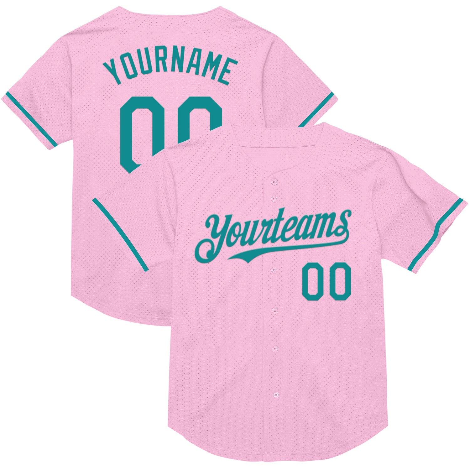 Custom Light Pink Teal Mesh Authentic Throwback Baseball Jersey - Sky-Custom