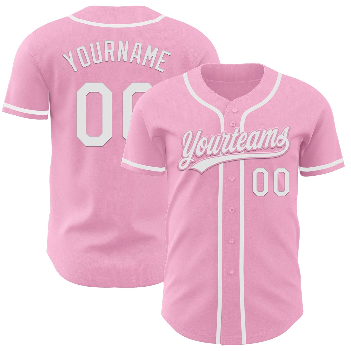 Custom Light Pink White Authentic Baseball Jersey - Sky-Custom