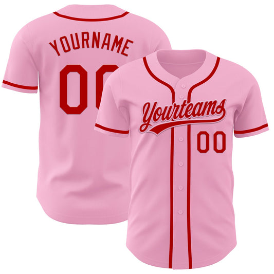 Custom Light Pink Red Authentic Baseball Jersey - Sky-Custom