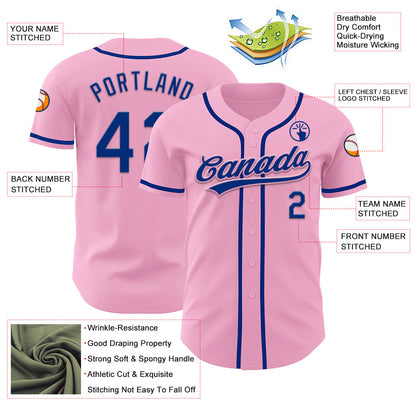 Custom Light Pink Royal Authentic Baseball Jersey - Sky-Custom