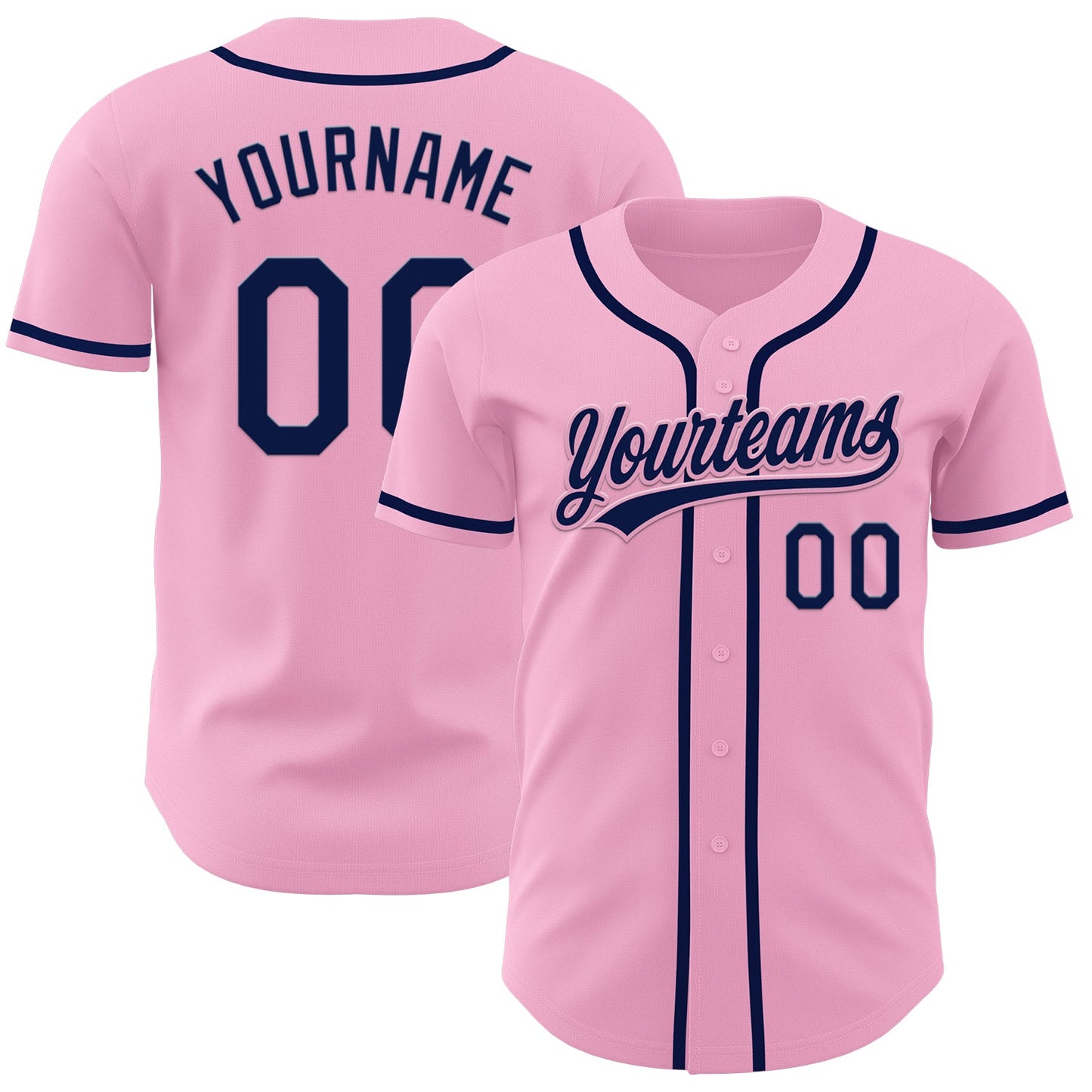 Custom Light Pink Navy Authentic Baseball Jersey - Sky-Custom