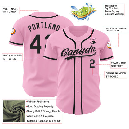 Custom Light Pink Black Authentic Baseball Jersey - Sky-Custom