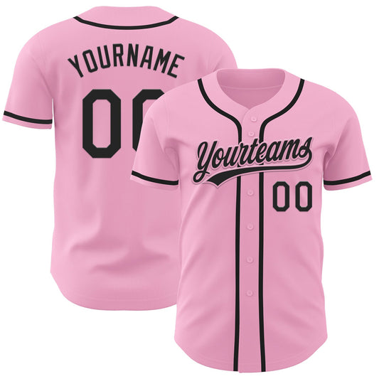 Custom Light Pink Black Authentic Baseball Jersey - Sky-Custom