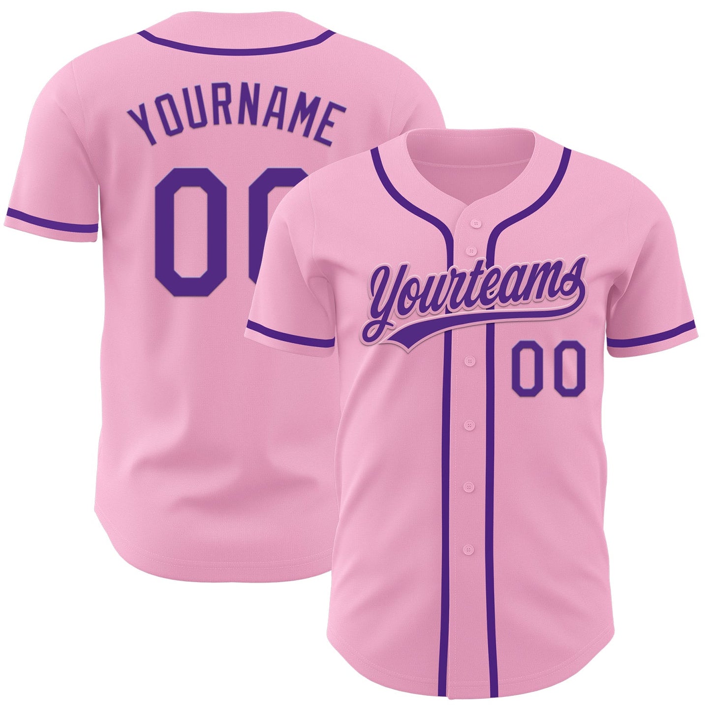 Custom Light Pink Purple Authentic Baseball Jersey - Sky-Custom